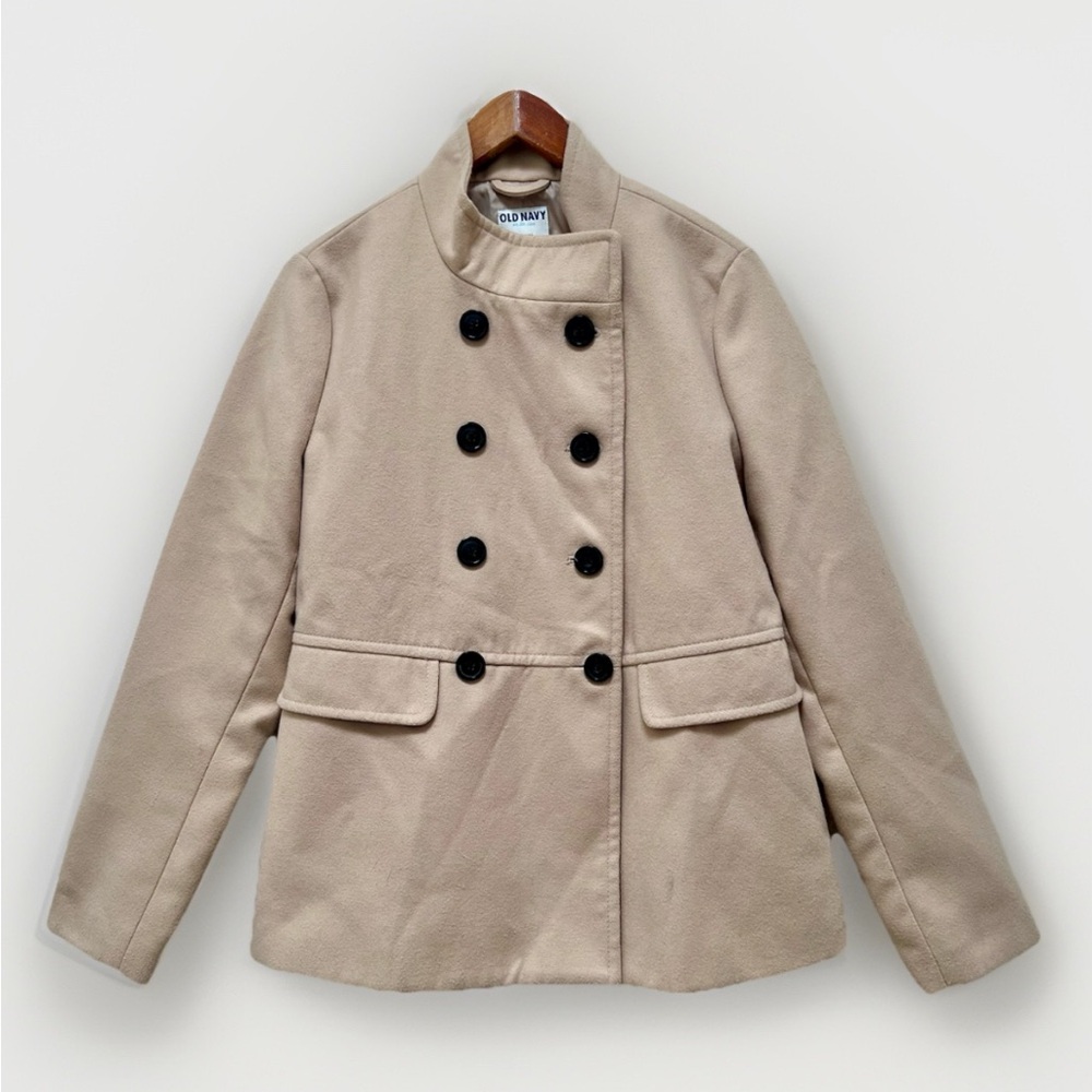 Old Navy Womens M Tan Double Breasted Peacoat Preppy Outerwear Neutral Classic
